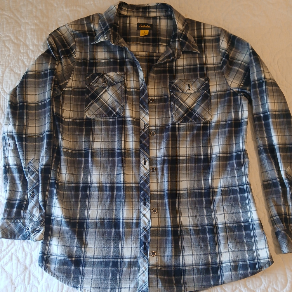 Cabela's Black and White Plaid Button-Down Shirt